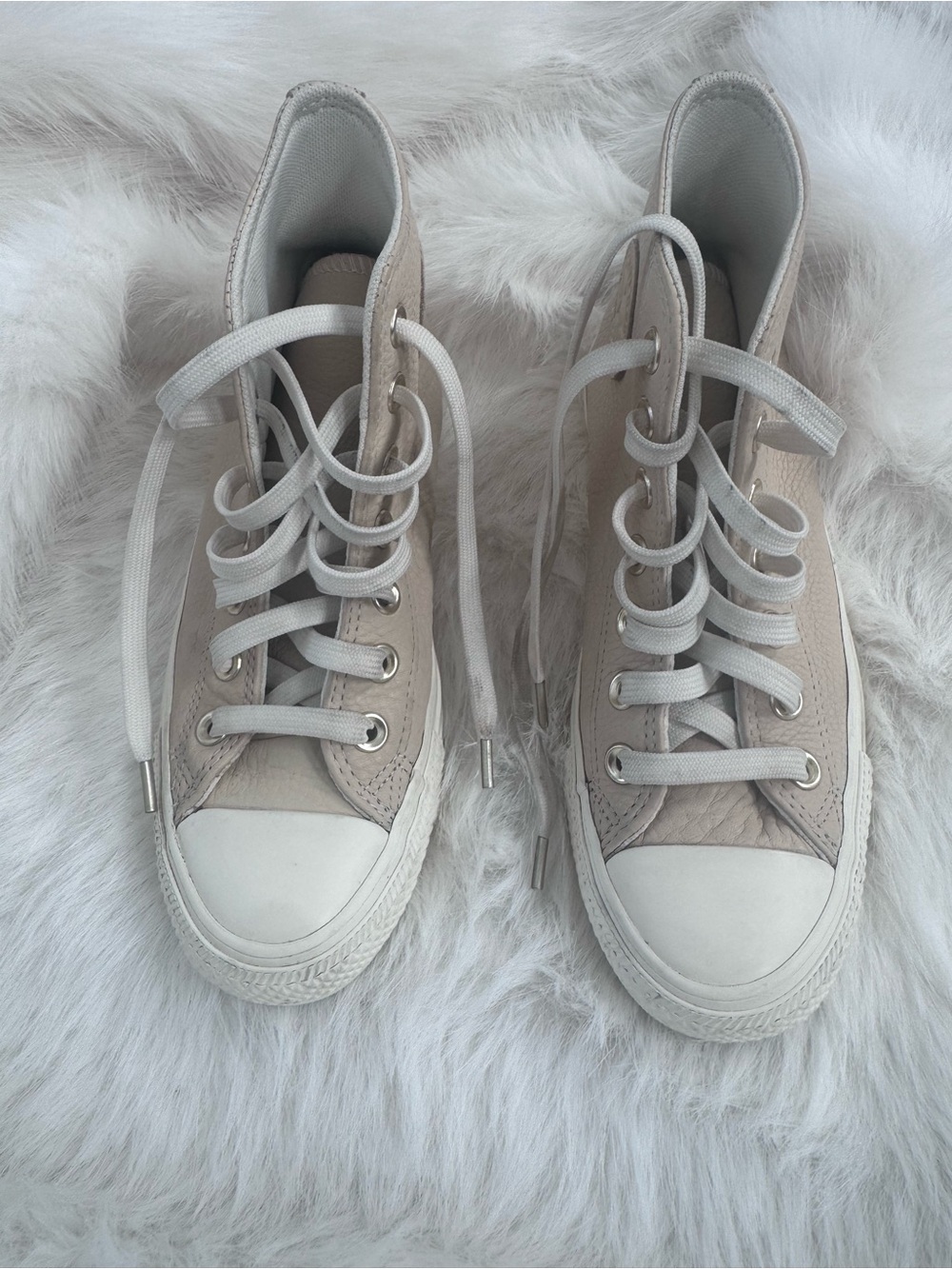 Converse Women's High-Top Sneakers in Light Beige and White